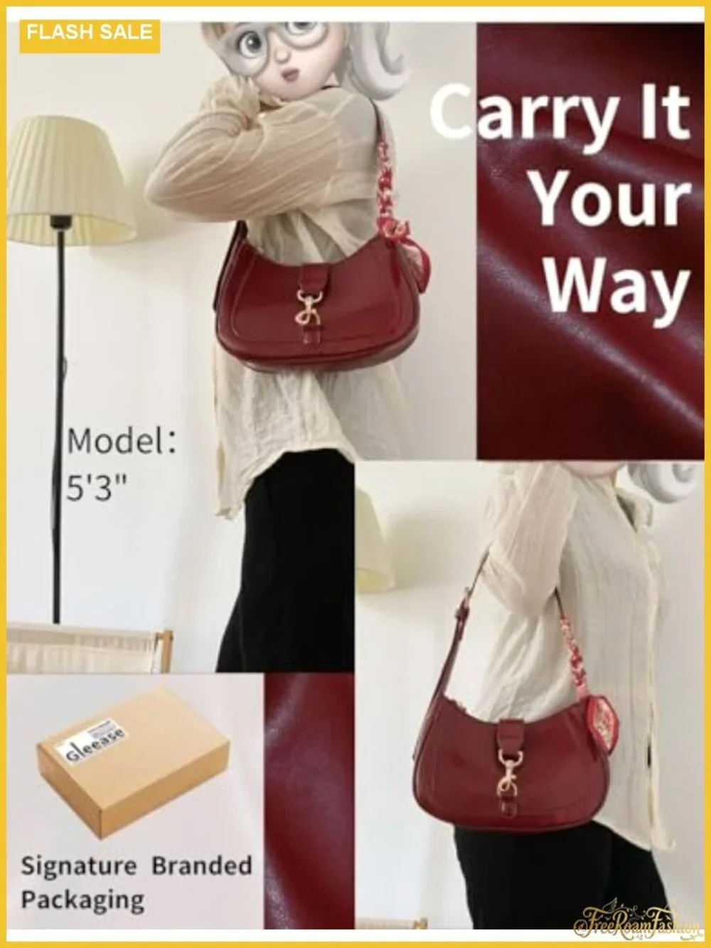 Vintage Hobo Shoulder Bag Faux Leather Zipper Purse for Women